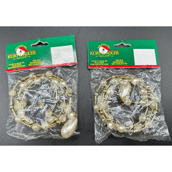 KURT S ADLER Gold & White Beaded Icicle Christmas ORNAMENT Santa's World 5J New! - Picture 1 of 7